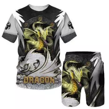 Мужские комплекты одежды, летние милые футболки для мальчиков, короткие штаны, комплект из 2 предметов, костюмы для мужчин, повседневные костюмы S