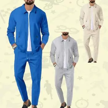 Мужские комплекты осень-зима, модный комплект из двух предметов для мужчин, спортивный костюм с воротником-стойкой и карманом на молнии для мужчин S хаки