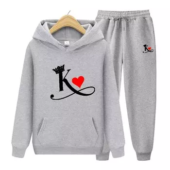Мужские комплекты Толстовка с принтом K Спортивный костюм Спортивный костюм Комплект из 2 предметов Толстовка + брюки Костюм Мужской спортивный костюм Зимний спортивный костюм S