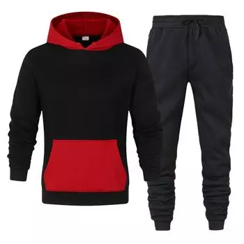 Мужские комплекты толстовок с капюшоном в тон, осень-зима, флисовая толстовка с капюшоном, костюм из двух предметов, мужские спортивные штаны больших размеров, спортивный костюм S