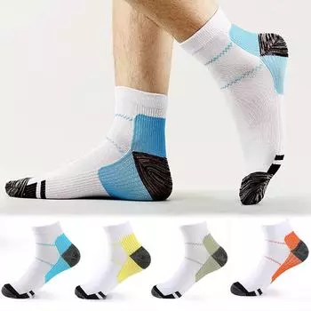 Мужские компрессионные носки Crew, лучшие для повседневной носки, бега, кормления грудью, мужские спортивные носки, мужские осенне-зимние носки S/M чёрный