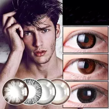 Мужские контактные линзы, 2 шт. (1 пара) Черные натуральные удобные контактные линзы, мужские одноразовые одноразовые контактные линзы для европейских и американских глаз смешанной расы чёрный