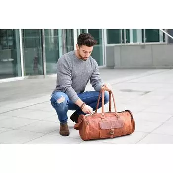 Мужские коричневые винтажные дорожные сумки из козьей кожи из натуральной тонкой дорожной сумки для спортзала 20 x 8 x 8 in коричневый