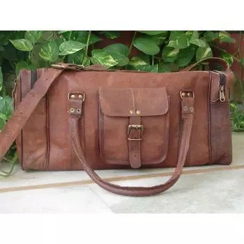 Мужские коричневые винтажные спортивные сумки из натуральной дорожной сумки из натуральной кожи коричневого цвета из козьей кожи 20 x 8 x 8 in коричневый