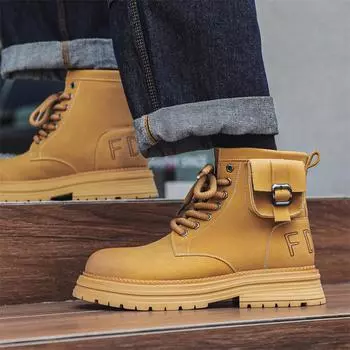 Мужские короткие ботинки на толстой подошве, модный британский дизайн, стиль для отдыха на природе, модная обувь для вечеринок, повседневная обувь для офиса, мотоцикла, обувь для взрослых, качественная обувь 38 коричневый