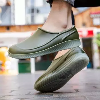 Мужские короткие нескользящие водонепроницаемые короткие резиновые сапоги для мытья автомобиля 36 чёрный