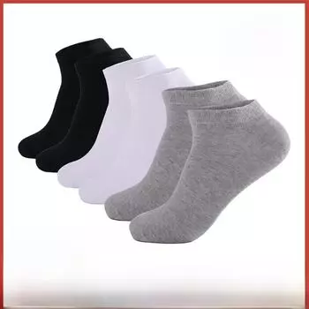 Мужские короткие носки из чистого хлопка больших размеров для бега - весна/лето 39-44 чёрный