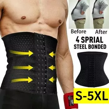 Мужские корсеты для тренировки талии для похудения, формирователь тела, тренировки, фитнес, спортивный пояс, компрессионное Корректирующее белье для живота, пояса для живота M чёрный