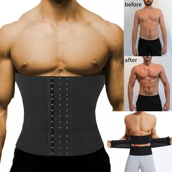 Мужские корсеты для тренировки талии, спортивный пояс для тренировок, ленты для сауны, корректирующее белье, триммер Cincher, формирователь тела для похудения, обертывания для похудения, сжигатель жира S чёрный