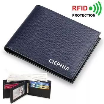 Мужские кошельки из натуральной кожи, Повседневный короткий кошелек из воловьей кожи с защитой от кражи и держателем для кредитных карт с удостоверением личности, подарки для него синий