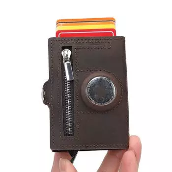Мужские кошельки из натуральной кожи с RFID-метками и держателем для Airtags, держатель для кредитных карт, кошелек с защитой Rfid кофейный