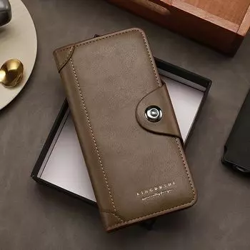 Мужские кошельки, клатч, держатель для карт, мужской кошелек, сумка для мобильного телефона, большой вместительный кошелек для мужчин Gift box delivery чёрный