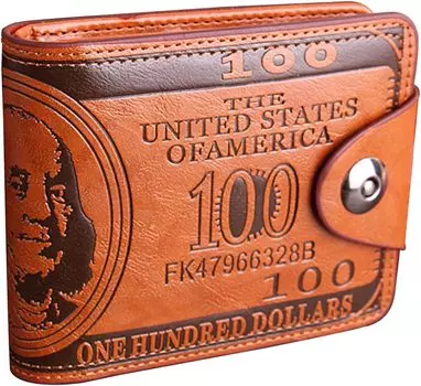 Мужские кошельки с рисунком в 100 долларов СШАКошелек мужской кожаный кошелек с фотодержателем для картМодный большой емкости кошелек сумка кофейный