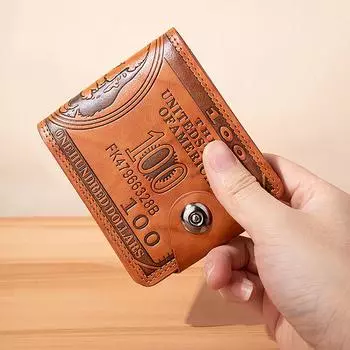 Мужские кошельки с рисунком в 100 долларов США, мужской кожаный кошелек с фотодержателем для карт, большой вместимостью, сумка-кошелек