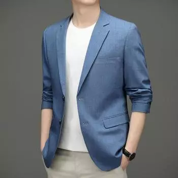 Мужские костюмы Весенние и осенние тонкие повседневные костюмы Узкие маленькие костюмы без глажки Мужские однобортные пиджаки M