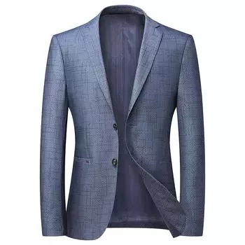 Мужские костюмы Весенние и осенние тонкие повседневные костюмы Не требующие глажки узкие эластичные маленькие костюмы Мужские однобортные пиджаки M синий