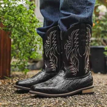 Мужские ковбойские сапоги в стиле вестерн, зимние кожаные ботинки с вышивкой, высокие ботинки, обувь для пар, легкие, удобные, размер плюс 48 38 коричневый