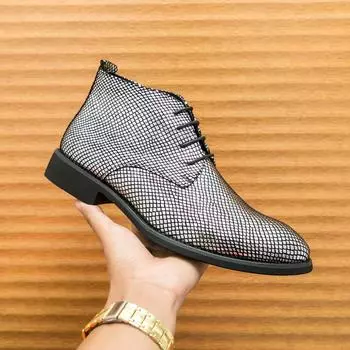 Мужские кожаные ботинки большого размера осень и зима новые остроносые кожаные ботинки модные мужские высокие кожаные ботинки тренд ботинки Мартин мужские 38