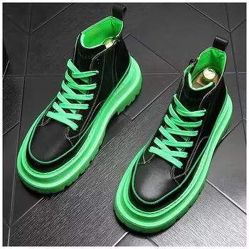 Мужские кожаные ботинки челси для мужчин, ботинки на платформе, мужские ботинки для мотоциклистов с толстой подошвой, весенние мужские повседневные ботинки на толстой подошве 38