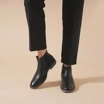 Мужские кожаные ботинки челси с круглым носком — ретро, без застежек, с высоким голенищем в стиле мотоцикла 42 чёрный