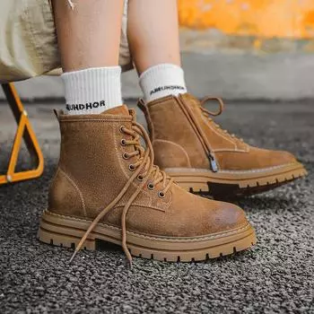 Мужские кожаные ботинки для альпинизма и активного отдыха, удобные и универсальные, нескользящие и износостойкие, с толстой подошвой 38 жёлтый