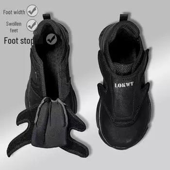 Мужские кожаные ботинки для ходьбы с широкой стопой при отеках ног и вальгусной деформации большого пальца стопы — теплые, мягкие, подходят для пожилых людей. 43