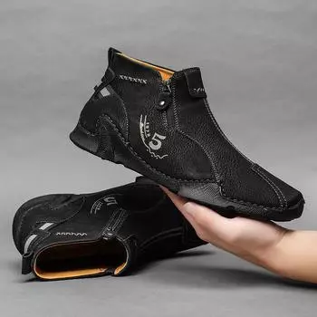 Мужские кожаные ботинки Martin большого размера с высоким берцем и молнией — повседневная обувь для активного отдыха на осень/зиму 2023 г. 44 светло-коричневого