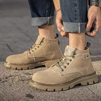 Мужские кожаные ботинки Martin с высоким берцем из мягкой кожи — модная утолщенная зимняя рабочая обувь 38