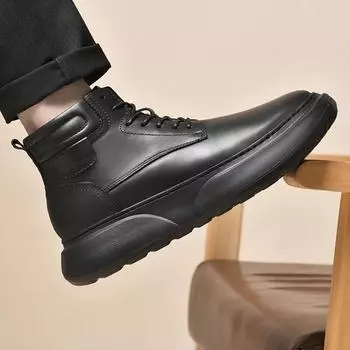 Мужские кожаные ботинки, модные повседневные ботинки, натуральная кожаная обувь, мужская удобная прочная подошва, мужские уличные ботинки, новая классическая мужская обувь 38