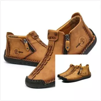 Мужские кожаные ботинки Мужская обувь Кожаные удобные мужские ботинки до щиколотки 39 жёлтый