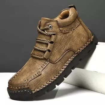 Мужские кожаные ботинки ручной работы, классические ботильоны ручной работы, классические туфли на плоской подошве, горячая распродажа, мокасины, удобные, мягкие, мотоциклетные, повседневные 6.5