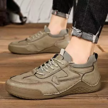 Мужские кожаные ботинки ручной работы, повседневные кроссовки, мужские ботильоны, большие размеры 39-46 39 коричневый