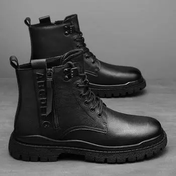 Мужские кожаные ботинки в британском стиле, повседневная обувь 38