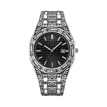 Мужские кожаные деловые модные часы с ремешком для подарков One Size