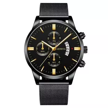 Мужские кожаные деловые модные часы с ремешком для подарков One Size