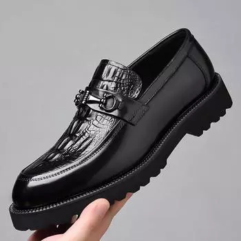 Мужские кожаные деловые повседневные кожаные туфли с рисунком под крокодила, британские мужские туфли Love 38