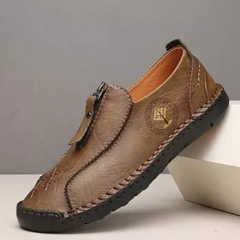 Мужские кожаные кроссовки, повседневная обувь, мокасины ручной работы, дышащие туфли на плоской подошве, рабочие туфли, большие размеры 39-48 39 чёрный