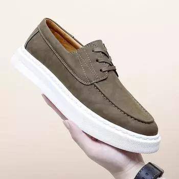 Мужские кожаные кроссовки Повседневная обувь Плоские туфли для мужчин 39 серый