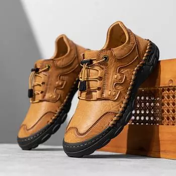 Мужские кожаные кроссовки ручной работы повседневная обувь 39 чёрный