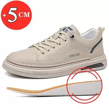 Мужские кожаные кроссовки, увеличивающие рост, на 5 см, плоские повседневные кроссовки для мужчин, мокасины, увеличивающие рост, роскошные мужские туфли 38