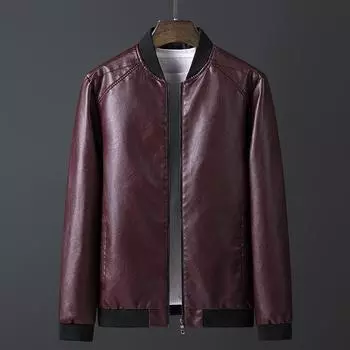 Мужские кожаные куртки Повседневные облегающие мотоциклетные куртки Мужская свободная бейсбольная форма M