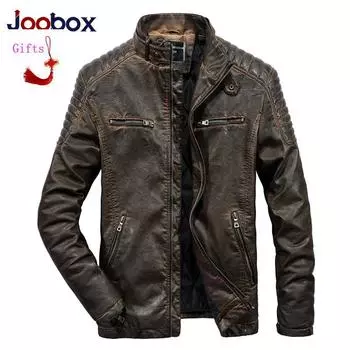 Мужские кожаные куртки зимние винтажные мотоциклетные пальто с карманами-стойками верхняя одежда высокого качества S