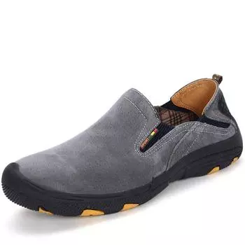 Мужские кожаные лоферы большого размера 38-48, уличная обувь из свиной кожи с резиновой мягкой подошвой для вождения автомобиля 38 серый