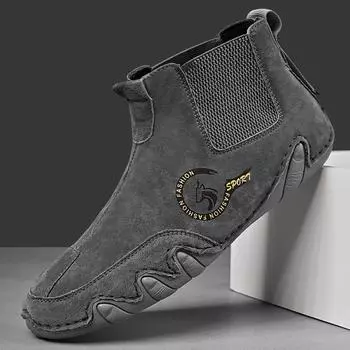 Мужские кожаные лоферы, мокасины, повседневная обувь на плоской подошве без шнуровки, обувь для вождения 39 серый