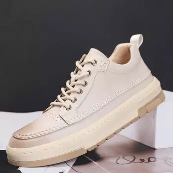 Мужские кожаные модные кроссовки, деловая повседневная обувь для мужчин 39 чёрный