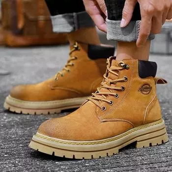 Мужские кожаные модные мотоциклетные ботинки 2024 года, новые мужские повседневные туфли на шнуровке, мужские ботильоны, удобные низкие мужские кроссовки 36