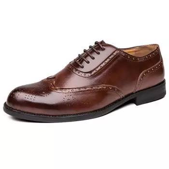 Мужские кожаные модные туфли Holfredterse на низком каблуке с бахромой, туфли-броги, весенние ботильоны, винтажная классическая повседневная обувь 1101-2 44