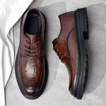 Мужские кожаные мокасины без застежек: Модные деловые и свадебные туфли с мягкой, дышащей подошвой 42