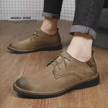 Мужские кожаные мокасины большого размера: Весенние низкие дышащие повседневные туфли в британском стиле 46 чёрный