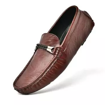 Мужские кожаные мокасины, нескользящие, прогулочные, дышащие, бытовые, мягкая подошва, легкая, повседневная, спортивная, мужская обувь 39